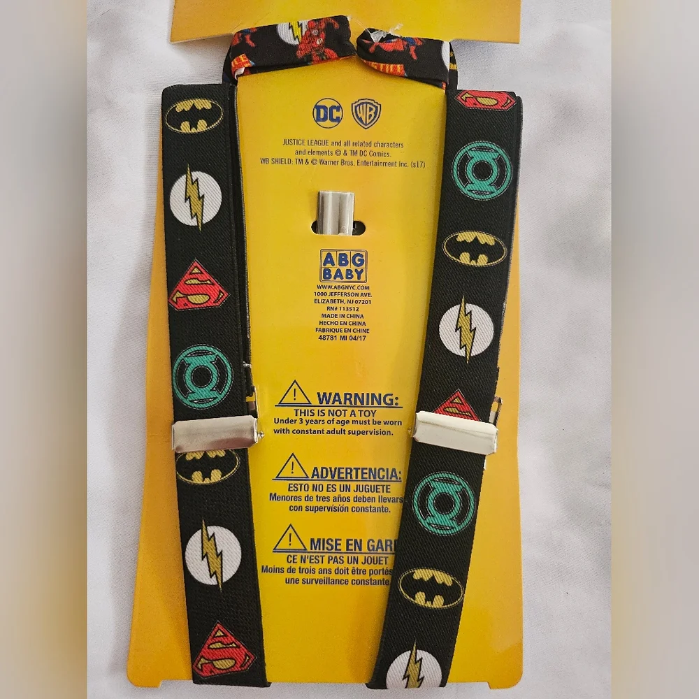 Justice League Unisex Suspenders and Bow tie Set NEW Infant/Todder